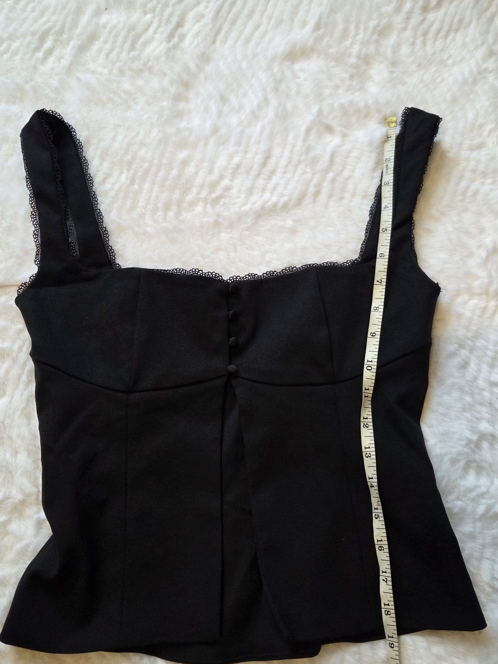 House of CB Noura Black Lace-Trim Button Front Crop Top - Picture 8 of 13